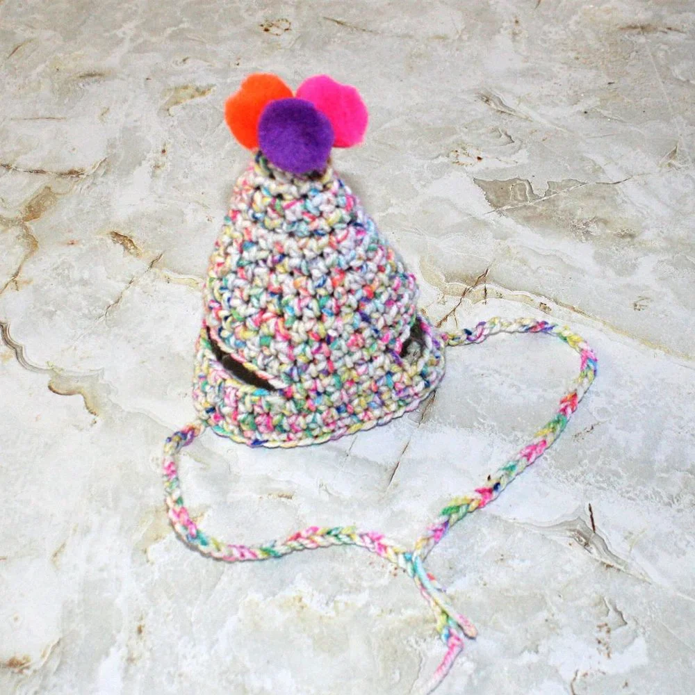 HAND CRAFTED Crochet Party Hat Costume Photo Prop Celebration Birthday